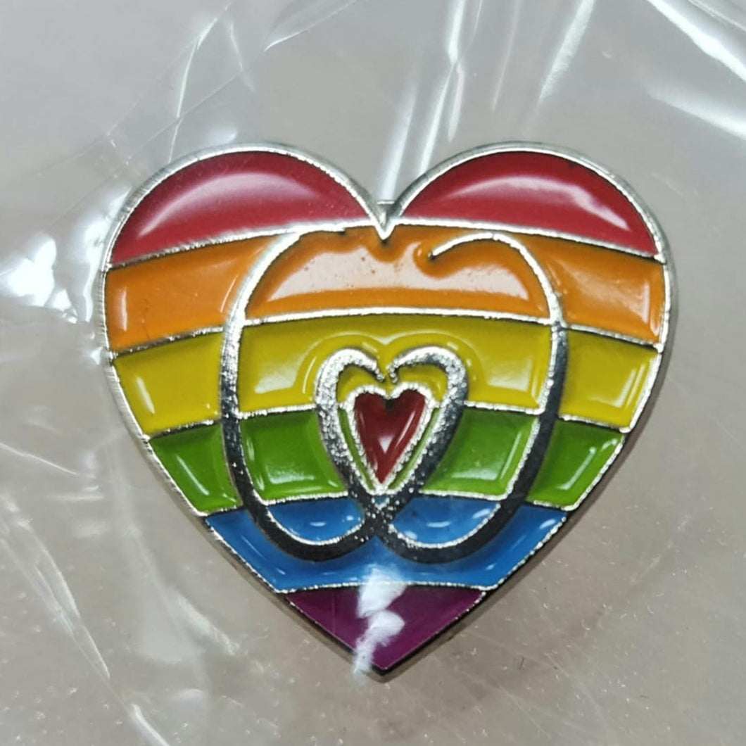 Rainbow Hearts Pin Badge